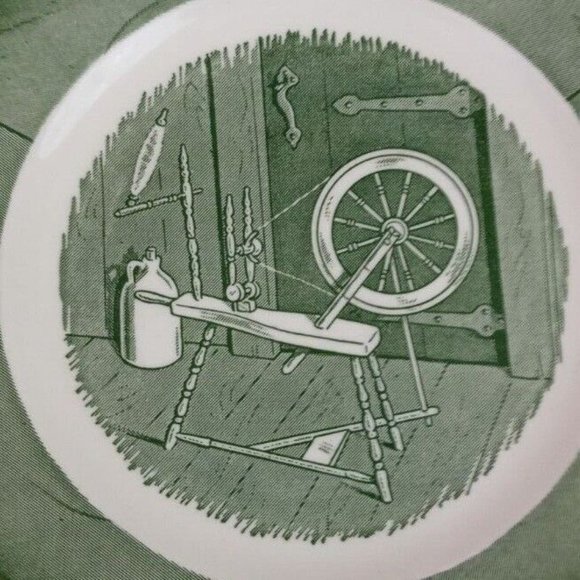 Vtg 50's Colonial Homestead Underglaze By Cirsa 6.25" Plate #J 52 Spinning Wheel - Picture 2 of 4